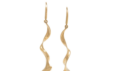 TIFFANY &amp; CO, FRANK GEHRY, YELLOW GOLD 'ORCHID DROP' EARRINGS