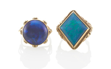 TWO GOLD AND OPAL RINGS