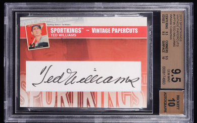 Ted Williams 2013 Sportkings Vintage Papercuts Autograph #VPTW #1/1 (BGS 9.5 | Autograph Graded 10)