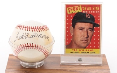 Ted Williams Signed American League Baseball with Baseball Card COA