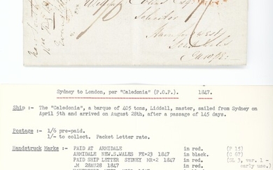The Toulmin Packet Service Australia to U.K. Voyage 15 1847 (25 Feb.) entire letter from Armida...