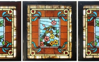 Three Floral Stained Glass Windows