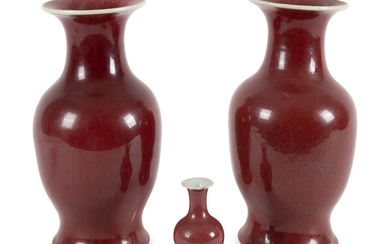 Three Sang-de-Boeuf Glazed Porcelain Vases