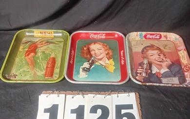 Three Vintage Advertising Trays