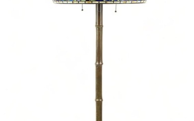 Tiffany Style Art Glass Floor Lamp Late 20th C., "Peony", H 70" Dia. 22"