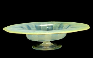 Tiffany Yellow Pastel Favrile Glass Centerpiece Bowl.