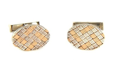 Tiffany & Co. Vintage 925 Sterling 14k Yellow Gold Textured Oval Cufflinks
