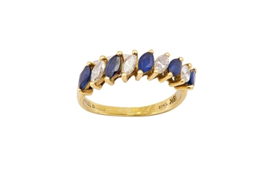 Tiffany & Co l A Gold, diamond and sapphire half hoop eternity ring