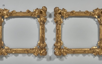 Travail d'Europe centrale, XVIIIe siècle Paire de cadres en bois sculpté et doré