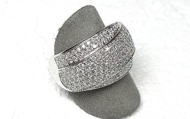 Très belle bague or blanc "croisée" pavée de 168 diamants taille brillant moderne -qualité joaillerie...