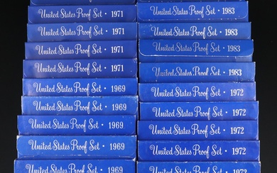 Twenty United States Modern Proof Sets From the 1960s, 1970s, and 1980s