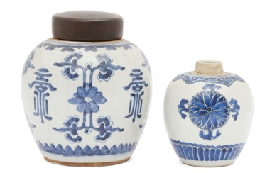 Two Chinese porcelain jars, 18th century, painted...