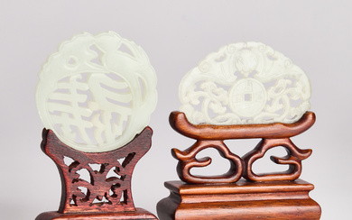 Two White Jade Carved Plaques, 19th Century