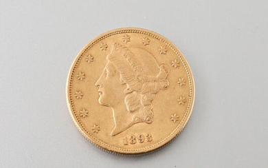 US $20 coin 1893 "Liberty", Philadelphia Workshop, fluted edge, diameter 34 mm