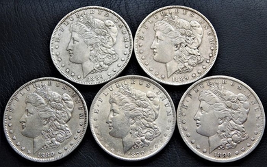 USA - Dollars (Morgan) 1889(2), 1889-O, 1890, 1890-O (5 pieces) - Silver
