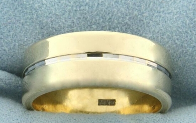 Unique Two Tone Wedding Band Ring in 14k Yellow and