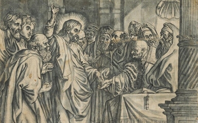 Unknown artist, Render unto Caesar, Gospel after Matthew 22, 18th c., washed Pen Drawing