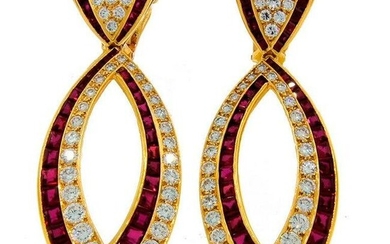 Van Cleef & Arpels Ruby Diamond Gold Earrings
