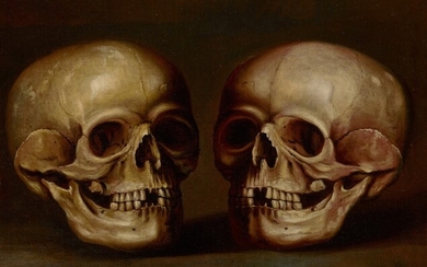 Vanitas still life with skull seen from two angles, Circle of Philippe de Champaigne