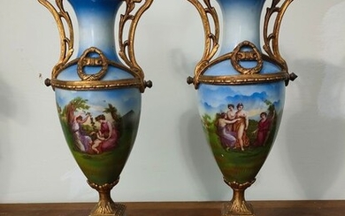 Vase (2) - Napoleon III - Bronze, Ceramic - 19th century