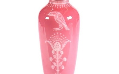 Vase, Stevens & Williams Pink Cased Engraved