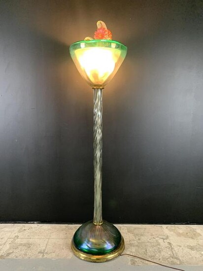 Venetian Murano Art Glass Floor Lamp Cactus Finial