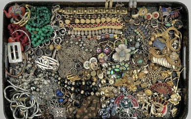 Very Full Sterling and Costume Jewelry Tray Lot; over 10 lbs