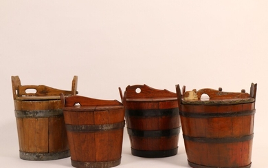 Vier ronde gekuipte ronde houten butte's, 19e eeuw;