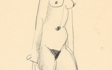 Vilhelm Lundstrøm: Model. Signed VL. Pencil in paper. Visible size 29×18 cm.