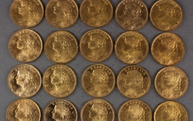 *Vingt pièces de 20 Francs Suisse en or - Lot 25 - Kahn & Associés