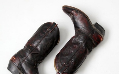 Vintage Black Leather Cowboy Boots MenS Size 9