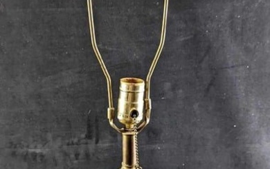 Vintage Brass Tone Metal & Glass Pillar Table Lamp