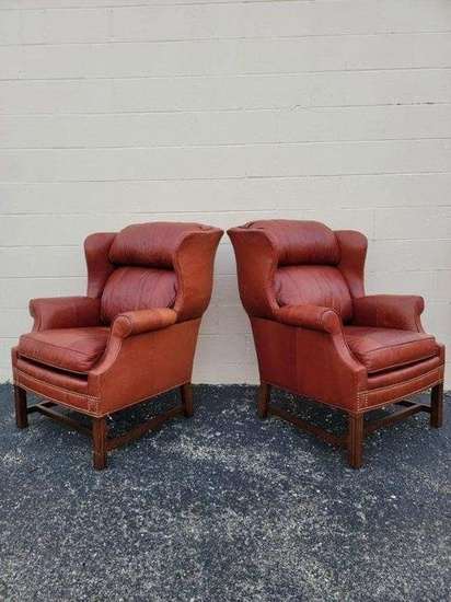 Vintage George III Style Wingback Lounge Chairs by Whittemore Sherrill Limited - Pair