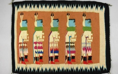 Vintage Navajo Yeibichai Figural Textile Rug