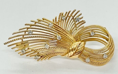 Vintage - Rétro - "No Reserve Price" - 18 kt. Yellow gold - Brooch - 0.50 ct