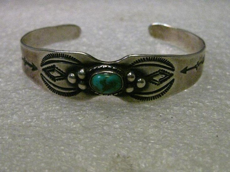 Vintage Sterling Silver Turquoise Native