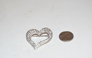 Vintage Swarovski Signed silver Tone Heart Brooch Pin