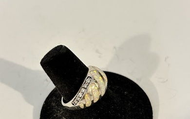 Vintage sterling silver pink opal ring sz 8