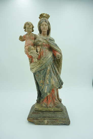 Virgin Mary with child Jesus - Baroque - Wood - First half 17th century