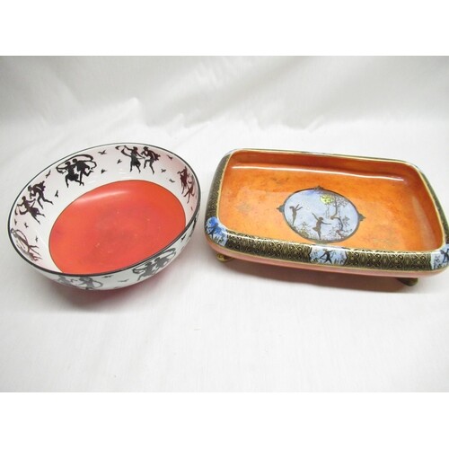 W & R Carlton Ware orange lustre fairy land bowl, with hand ...