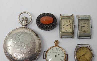 Waltham Coin Silver Full Hunter Pocket Watch together with a...