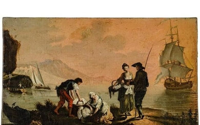 "Washerwomen at the lake", France or Italy, 18th