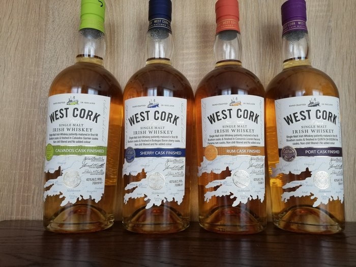 West Cork Calvados - Port - Rum - Sherry Cask finished - 700ml - 4 bottles