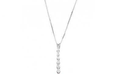 White Gold, Pearl, and Diamond Pendant Necklace