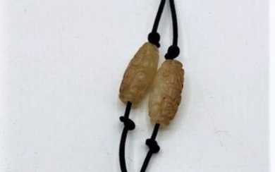 White Jade Horse Pendant, Amber Jade Pendant Necklace