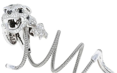 White and Black Diamond Panther Spring Ring