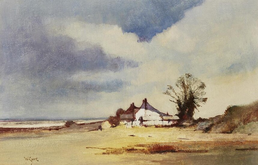 William Eyre, British 1891-1979- Cottages by the Sea; oil on board, signed lower left 'W Eyre', 40.4 x 60.9 cm (ARR)