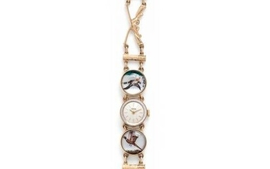 YELLOW GOLD AND ESSEX CRYSTAL WRISTWATCH