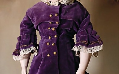 bisque porcelain shoulder headed doll, Belton-type, 46 cm, fix inset brown glass eyes, closed