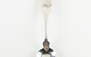 Lawrence Fiddle Shell Handled Coin Silver Tablespoon, Circa 1893